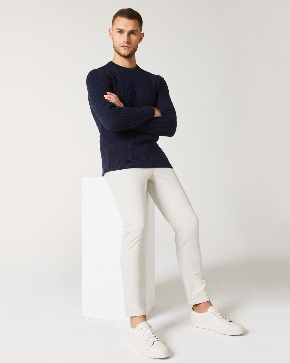 Mens Navy Cable Knit Jumper